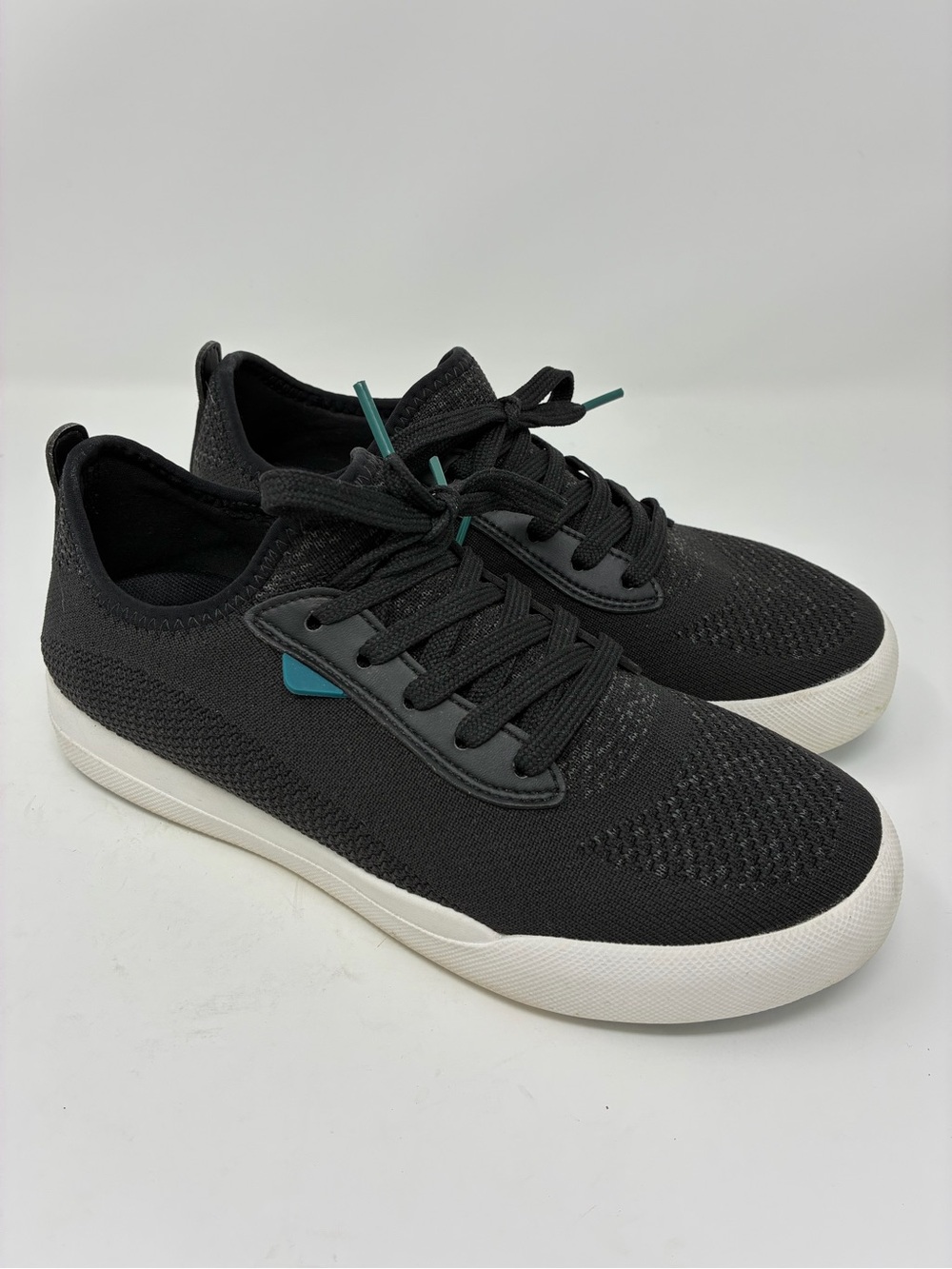 Vessi Black Knit Lace-Up Sneakers with White Sole women’s 8